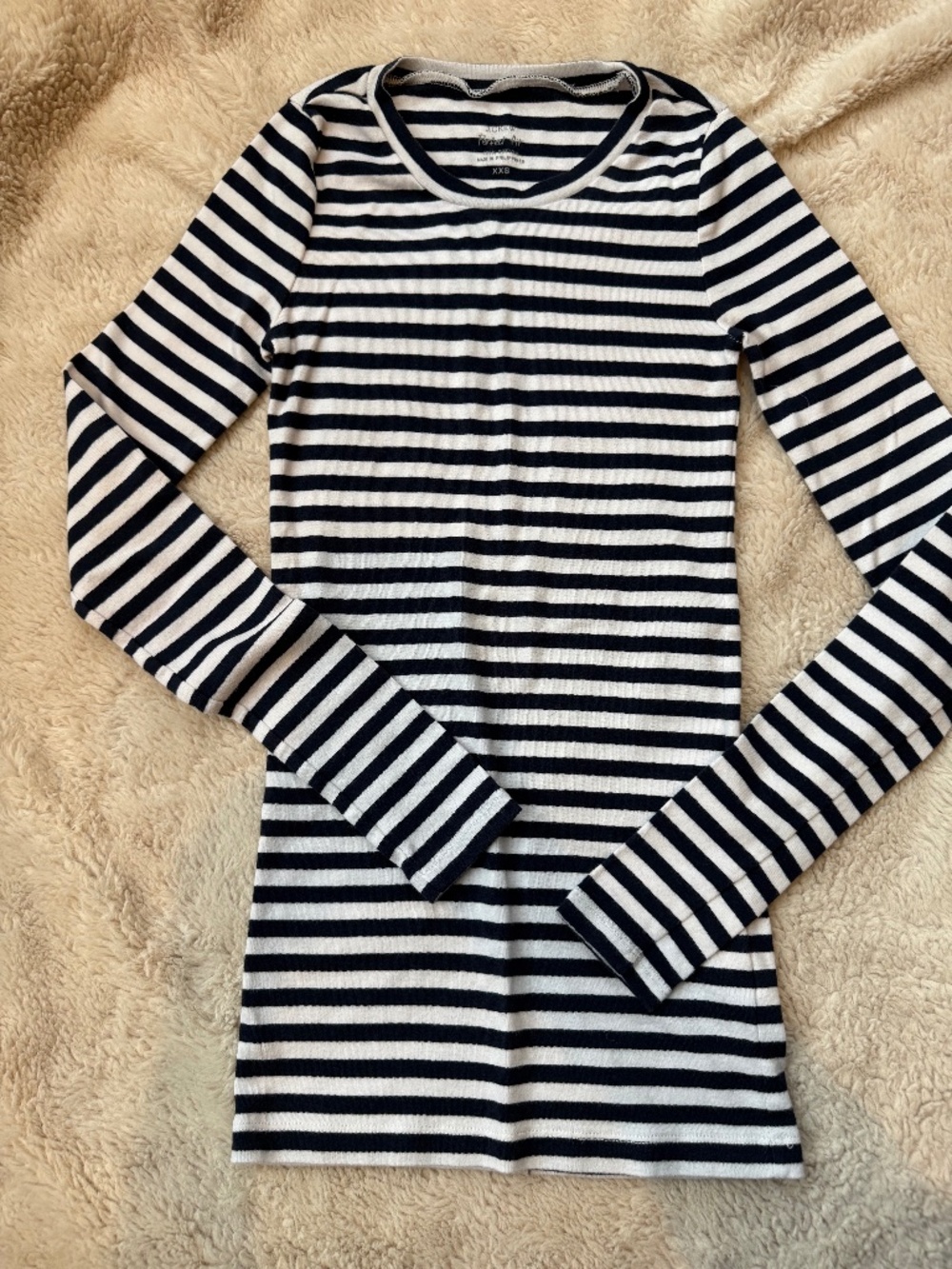 J. Crew The Perfect Fit Shirt Navy Blue Nautical Stripe XXS